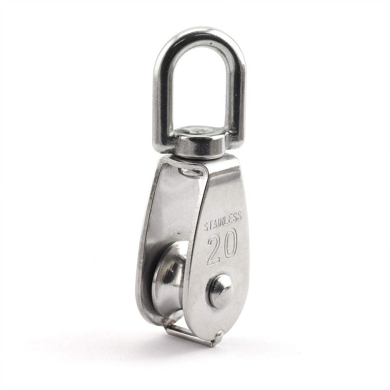JCBIZ 1-Pack M20 Single Pulley Block Stainless Steel Heavy Duty Hardware Single Wheel Swivel Rigging Lifting Wheel Fixed Pulley for Wire Rope Loading 75kg - Image 4